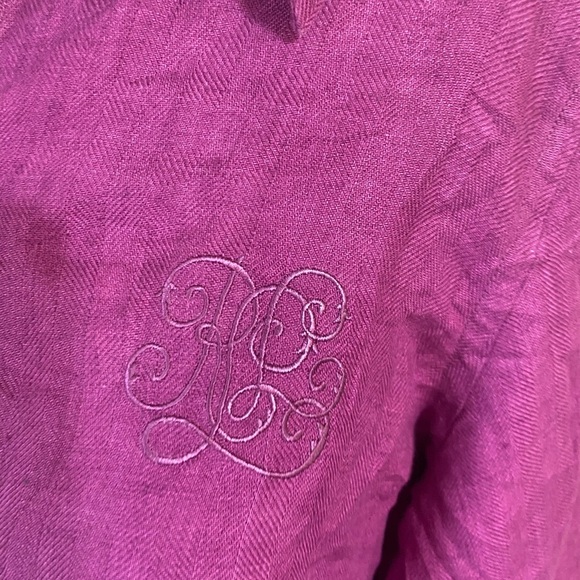 Ralph Lauren Black label Linen Logo button down fuchsia blouse - Picture 6 of 7